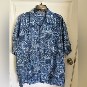 High Seas Trading Co Blue Graphic Hawaiian Shirt Men XXL